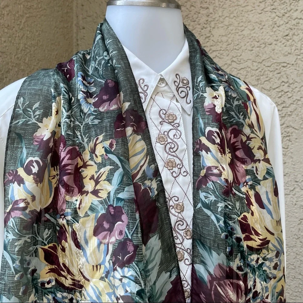 Vintage multicolored Adrienne Vittadini silk scarf